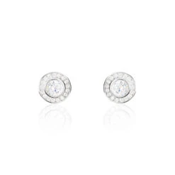 Boucles D'oreilles Puces Marquise Argent Blanc Oxyde De Zirconium