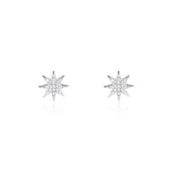Boucles D'oreilles Puces Sarida Argent Blanc Oxyde De Zirconium