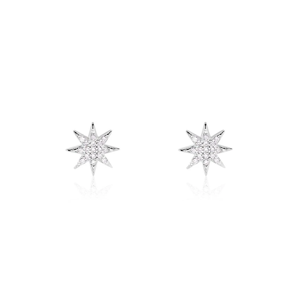 Boucles D'oreilles Puces Sarida Argent Blanc Oxyde De Zirconium 1 Boucles D'oreilles Puces Sarida Argent Blanc Oxyde De Zirconium