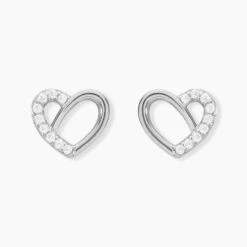 Boucles D'oreilles Puces Dorthea Argent Blanc Oxyde De Zirconium