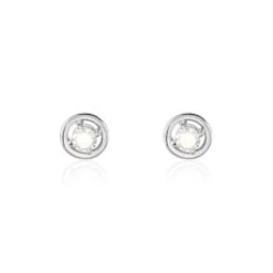 Boucles D'oreilles Puces Argent Blanc Laureto Oxydes De Zirconium