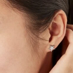 Boucles D'oreilles Puces Argent Blanc Katou Oxydes De Zirconium -Histoire d'Or FAOFBZW1QO model1