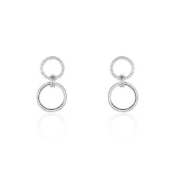 Boucles D'oreilles Pendantes Colas Argent Blanc Oxyde De Zirconium