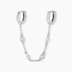 Bijou D'oreille Unitaire Argent Blanc Gretus Oxydes De Zirconium
