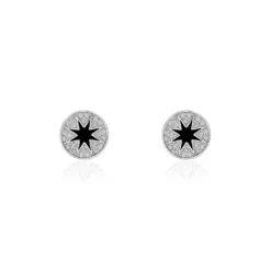 Boucles D'oreilles Puces Argent Blanc Winston Oxydes De Zirconium
