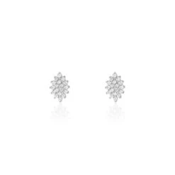Boucles D'oreilles Puces Argent Blanc Hellouin Oxydes De Zirconium