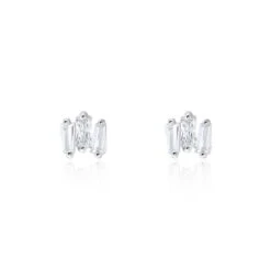 Boucles D'oreilles Puces Adria Argent Blanc Oxyde De Zirconium