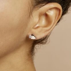 Boucles D'oreilles Puces Flamen Argent Rose Oxyde De Zirconium -Histoire d'Or FAOFRZW453 model0