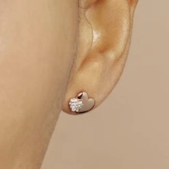 Boucles D'oreilles Puces Flamen Argent Rose Oxyde De Zirconium -Histoire d'Or FAOFRZW453 model1