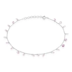 Chaîne De Cheville Carolaine Argent Blanc Oxyde De Zirconium