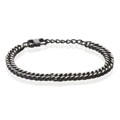 Bracelet Acier Noir Et Gris Cristiano