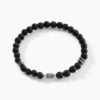 Bracelet Acier Hugueso Agates Noires
