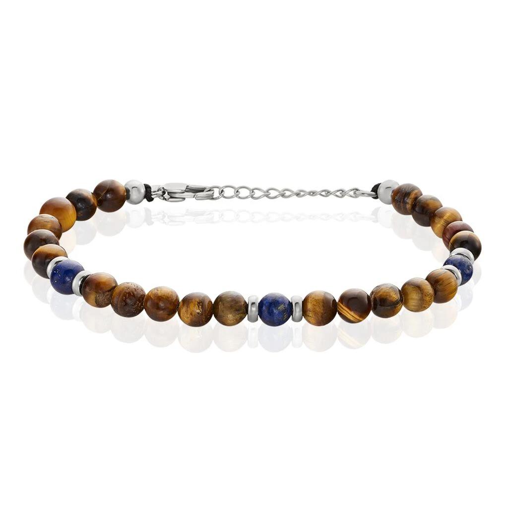 Bracelet Acier Blanc Delfino œil De Tigre Sodalite 1 Bracelet Acier Blanc Delfino œil De Tigre Sodalite