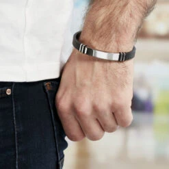 Bracelet Acier Blanc Gerard Caoutchouc Noir -Histoire d'Or FIBHBW006F model0