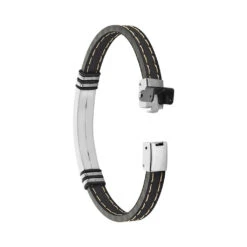 Bracelet Acier Blanc Gerard Caoutchouc Noir -Histoire d'Or FIBHBW006F view1