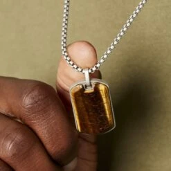 Collier Acier Vieillit Hakan œil De Tigre 6 Collier Acier Vieillit Hakan œil De Tigre -Histoire d'Or FICHGQM001 model1