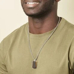 Collier Acier Vieillit Hakan œil De Tigre 7 Collier Acier Vieillit Hakan œil De Tigre -Histoire d'Or FICHGQM001 model2