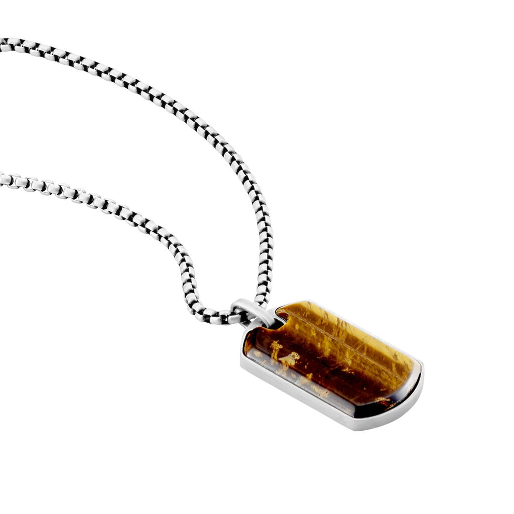 Collier Acier Vieillit Hakan œil De Tigre 2 Collier Acier Vieillit Hakan œil De Tigre – Image 2