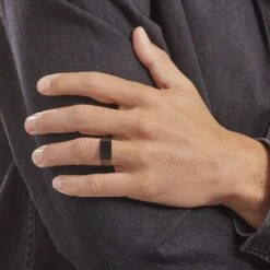 Chevalière Acier Noir Luciano -Histoire d'Or FIHHNW0043 model0