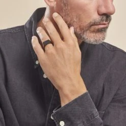 Chevalière Acier Noir Luciano -Histoire d'Or FIHHNW0043 model1