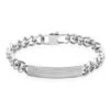 Bracelet Identité Quadrillage Acier Blanc