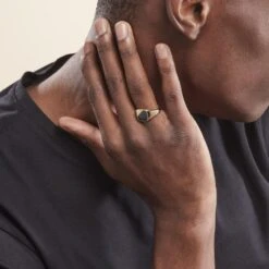 Chevalière Plaqué Or Jaune Nelson Email Noir -Histoire d'Or FQHHJW0150 model1