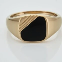 Chevalière Plaqué Or Jaune Nelson Email Noir -Histoire d'Or FQHHJW0150 view3