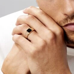 Chevalière Plaqué Or Jaune Ariston Email Noir -Histoire d'Or FQHHJWN004 model0