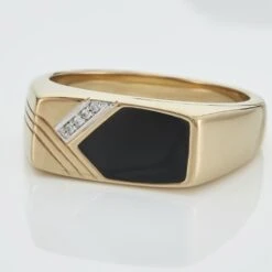 Chevalière Plaqué Or Jaune Maximino Oxydes De Zirconium Et Email Noir -Histoire d'Or FQHHJZW112 view3