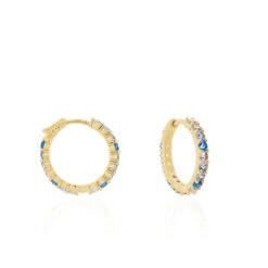 Créoles Zoelia Rondes Plaqué Or Jaune Pièrres De Synthèse