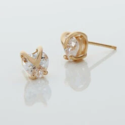 Boucles D'oreilles Puces Abelinia Plaqué Or Jaune Oxyde De Zirconium -Histoire d'Or FQOFJZW148 view2