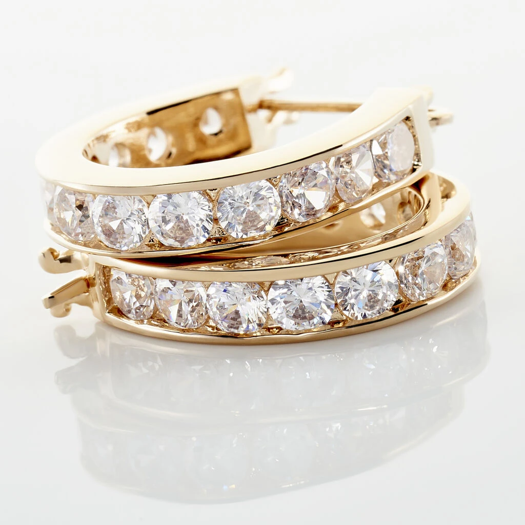 Créoles Doryne Plaqué Or Jaune Oxyde De Zirconium 3 Créoles Doryne Plaqué Or Jaune Oxyde De Zirconium – Image 3