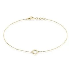 Chaîne De Cheville Aku Plaqué Or Doré Oxyde De Zirconium Blanc