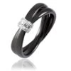Bague Ceramik Design Argent Blanc Oxyde De Zirconium Et Céramique