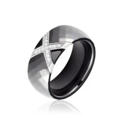 Bague Ceramique X Argent Blanc Oxyde De Zirconium Et Céramique