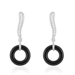 Boucles D'oreilles Pendantes Delphinia Argent Blanc Oxyde De Zirconium