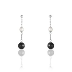 Boucles D'oreilles Pendantes Lucia Cera Argent Blanc Perle De Culture